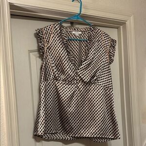 Dress Barn Black and White Ruffled Wrap Blouse